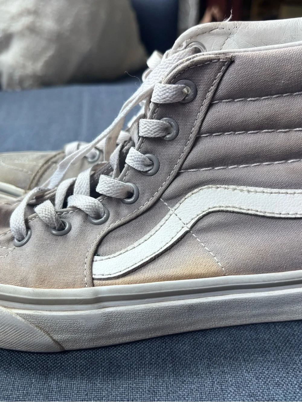 Vans Kids High-Top Sneakers in Taupe with White Stripe